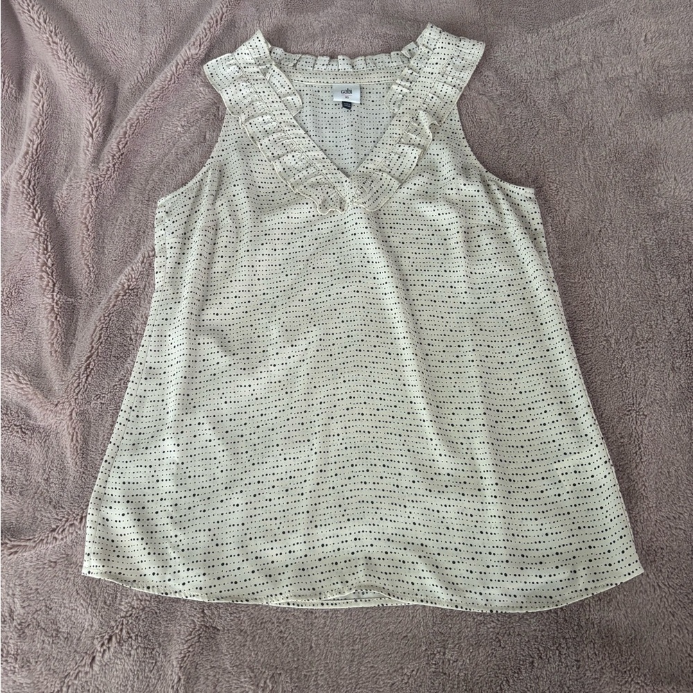 Cream Sleeveless Top with Ruffle Detail